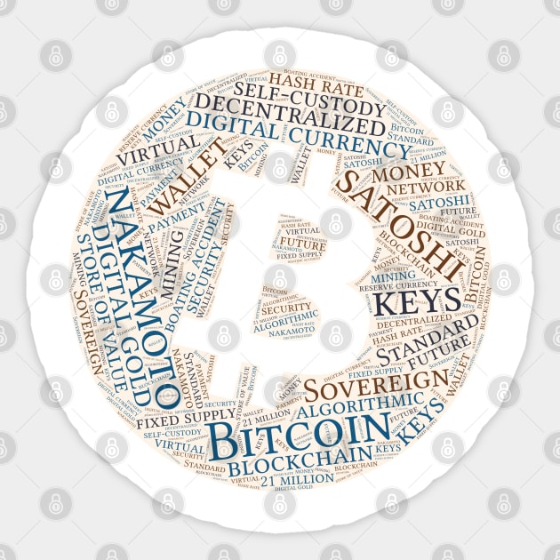 Bitcoin Wordcloud for Lighter Backgrounds Sticker by WYL - Words You Love